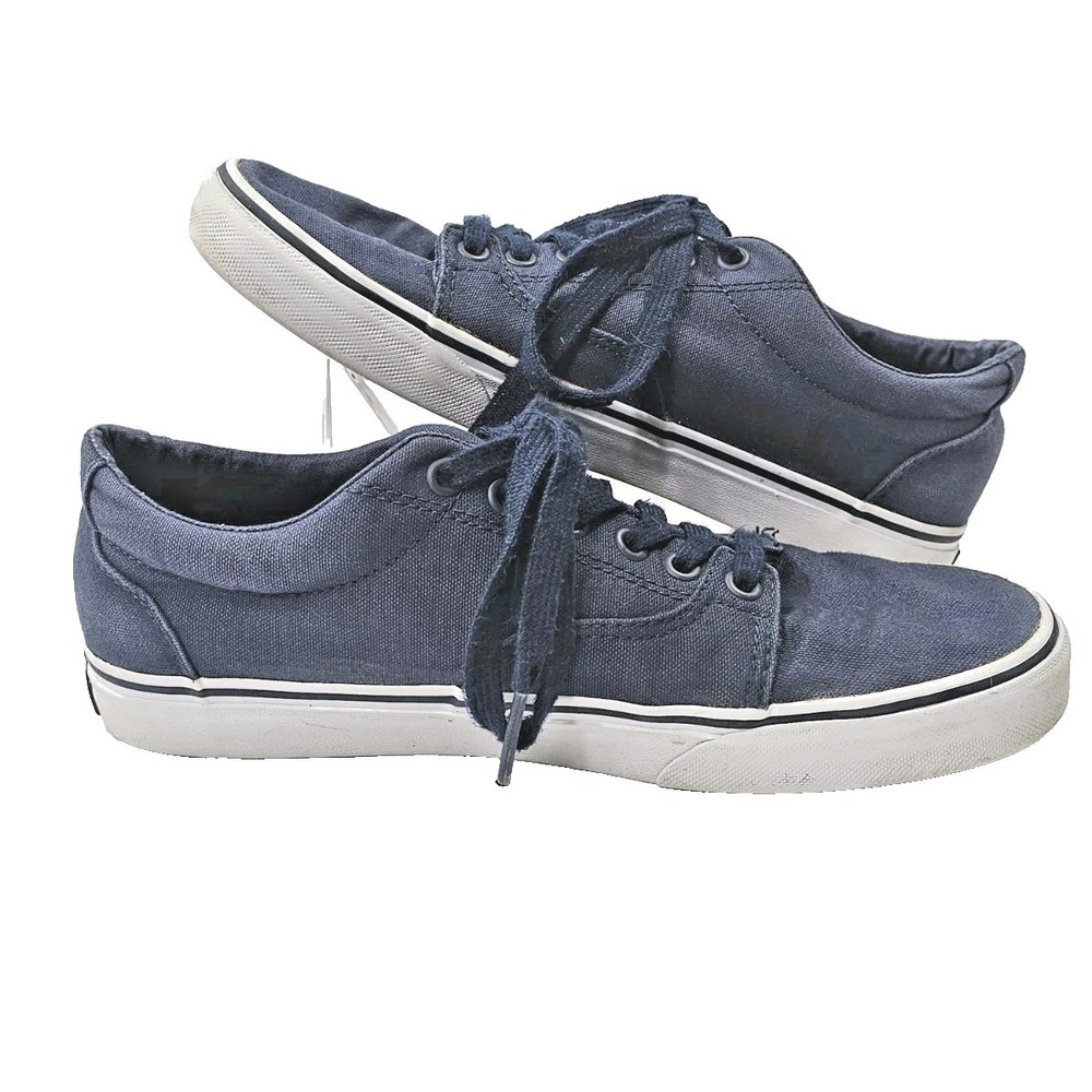 VANS Men's Iconic Skate Shoes US 7.5 Blue Sneakers With Blue Laces White Sole - Picture 3 of 7